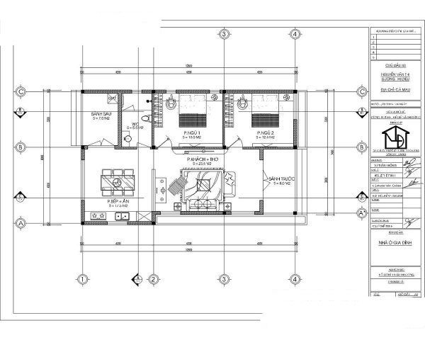 Bản vẽ mẫu nhà cấp 4 500 triệu đẹp ở Cà Mau