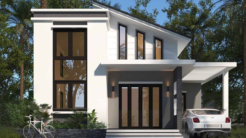 Mái nhà cấp 4 kiểu lệch