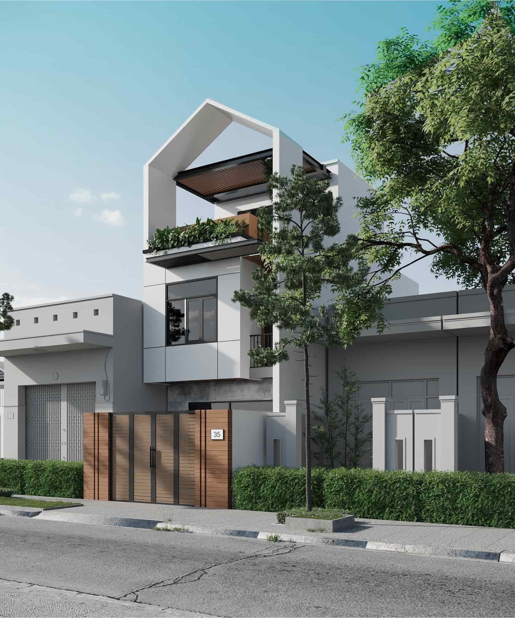 Mặt tiền nhà 3 tầng hiện đại