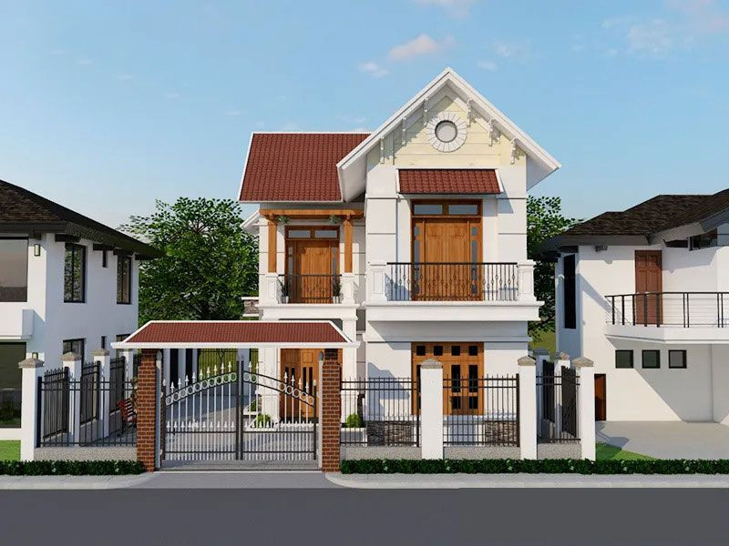 Mẫu nhà 2 tầng chữ L hiện đại