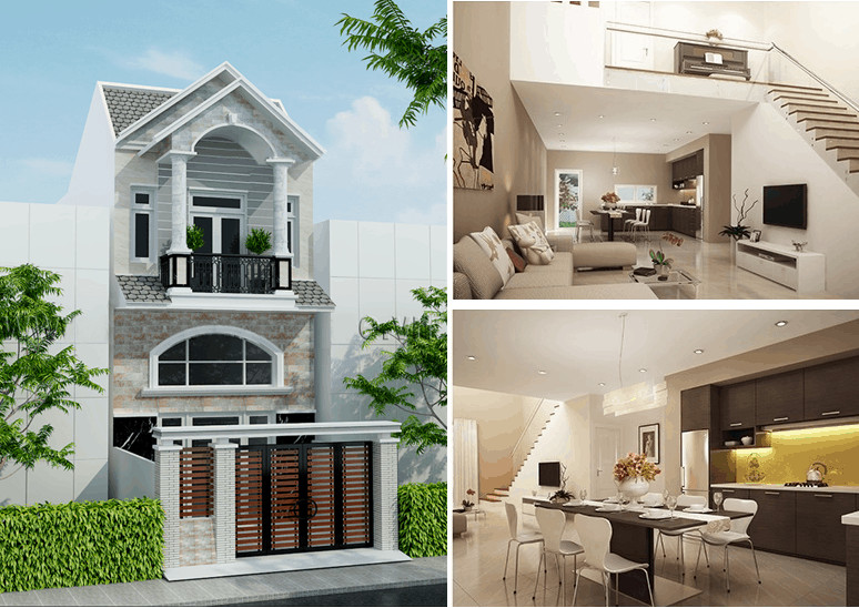 Mẫu nhà 2 tầng có gác lửng hiện đại