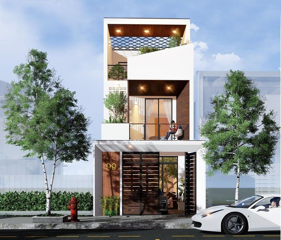 Mẫu nhà 2 tầng có tum hiện đại