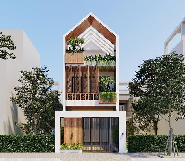Mẫu nhà 2 tầng có tum sân thượng