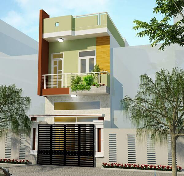 Mẫu nhà 2 tầng mái bằng hiện đại