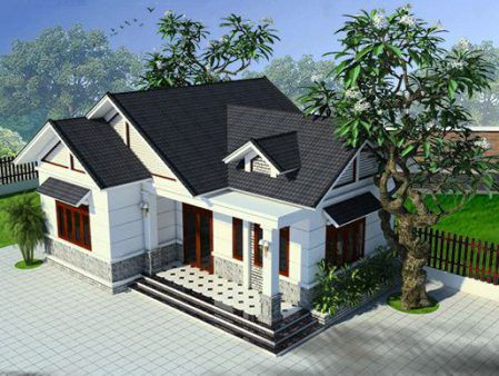 Mẫu nhà cấp 4 120m2 3 phòng ngủ 1 thờ có sân vườn