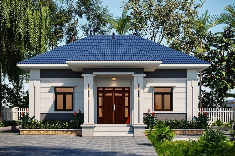 Mẫu nhà cấp 4 120m2 3 phòng ngủ 1 thờ mái Nhật cổ kính