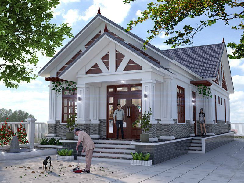 Mẫu nhà cấp 4 120m2 3 phòng ngủ 1 thờ nông thôn
