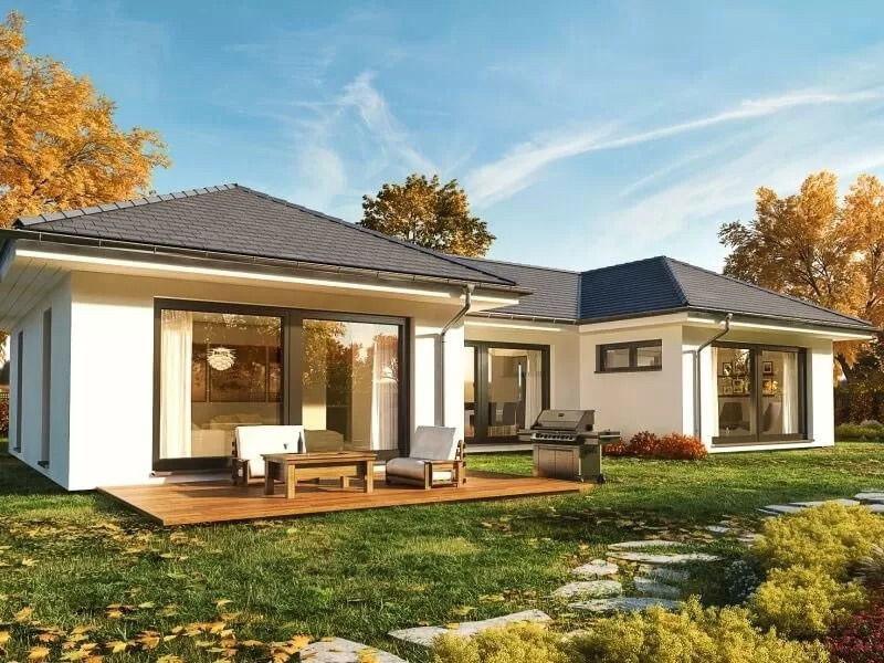 Mẫu nhà cấp 4 chữ U mái nhật