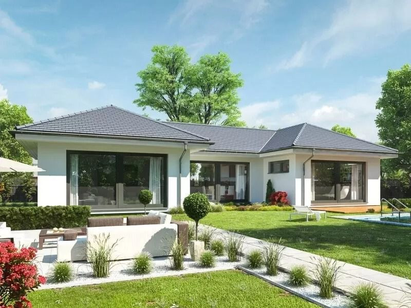 Mẫu nhà cấp 4 chữ U tối giản