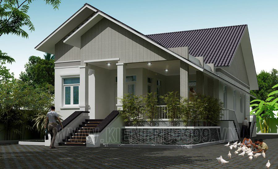 Mẫu nhà cấp 4 mái thái lệch