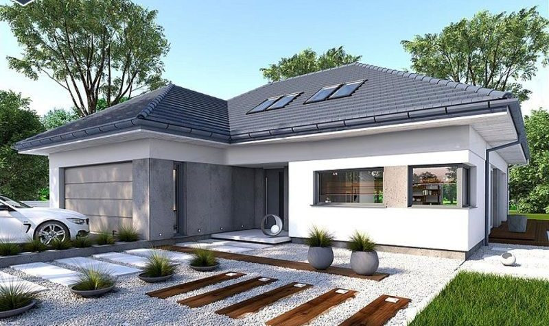 Mẫu nhà cấp 4 nông thôn chữ L mái ngói