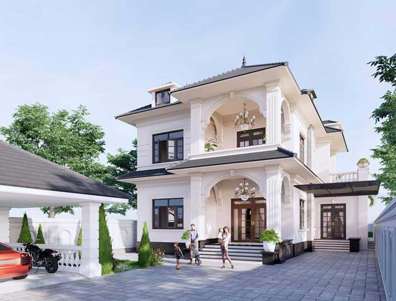 Mẫu nhà chữ L 2 tầng kiến trúc Châu Âu