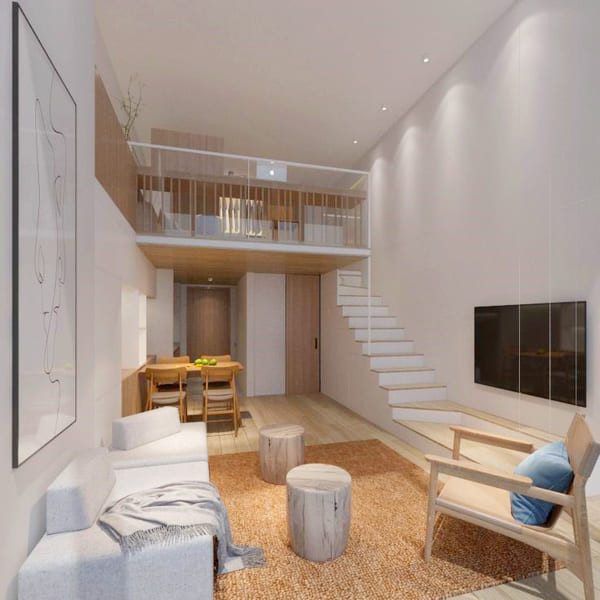 Mẫu nhà gác lửng đẹp 3 phòng ngủ 5x16m