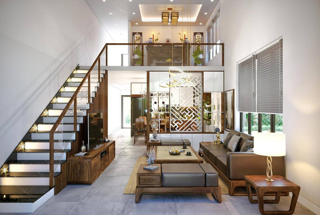 Mẫu thiết kế nhà cấp 4 60m2 có gác lửng