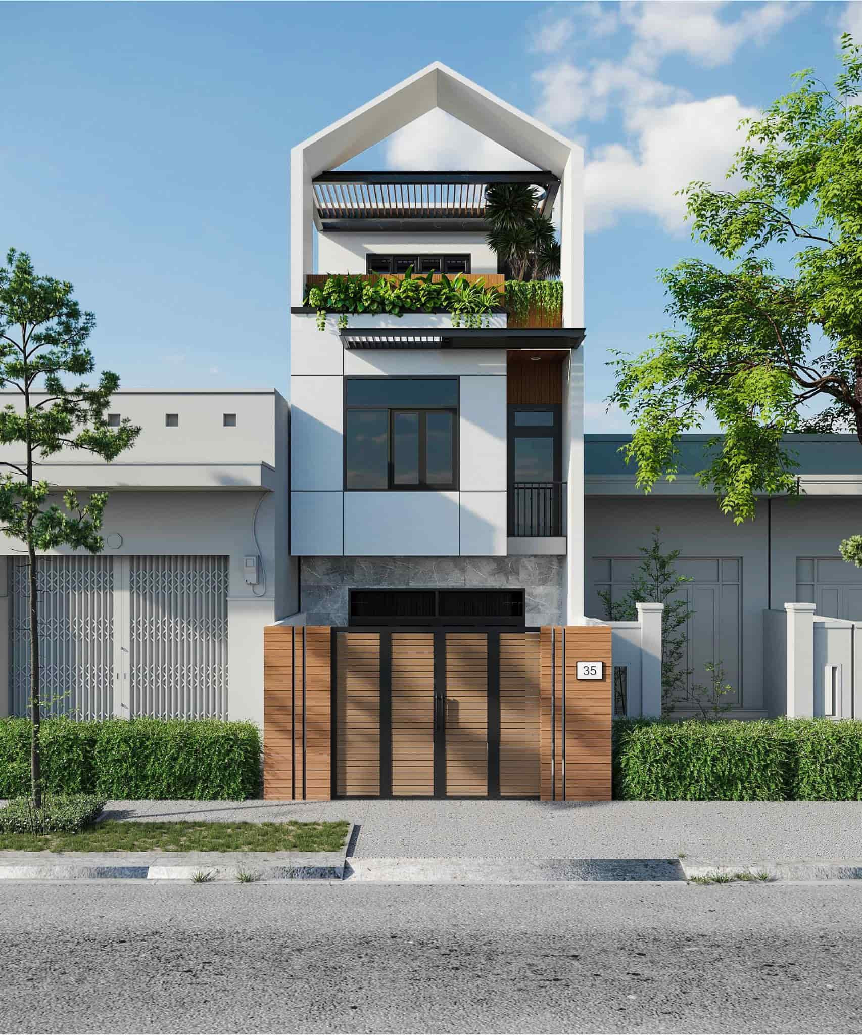 Ngoại thất nhà 3 tầng hiện đại