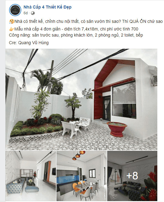 Nhà cấp 4 2 phòng ngủ 7x18m