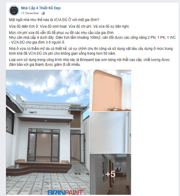 Nhà cấp 4 2 phòng ngủ chi phí thấp