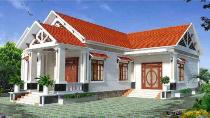 Nhà cấp 4 mái chữ A hình chữ L