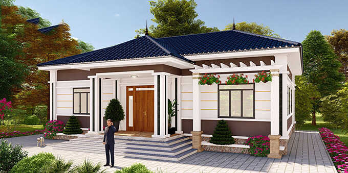 Nhà cấp 4 mái Nhật 4 phòng ngủ