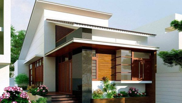Nhà mái lệch lợp tôn với thiết kế hiện đại