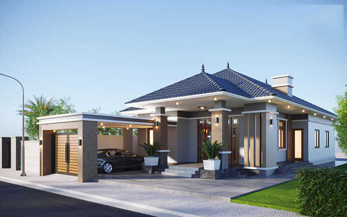 Nhà mái Nhật cấp 4 lạ mắt