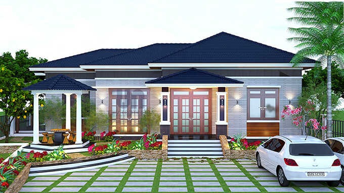 Nhà mái Nhật cấp 4 sang trọng