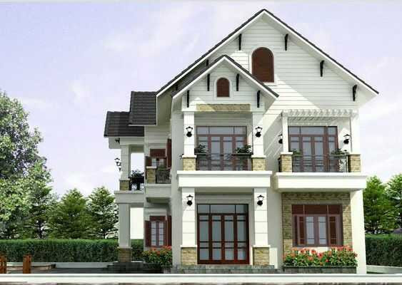 Nhà mái thái chữ L với sân vườn rộng