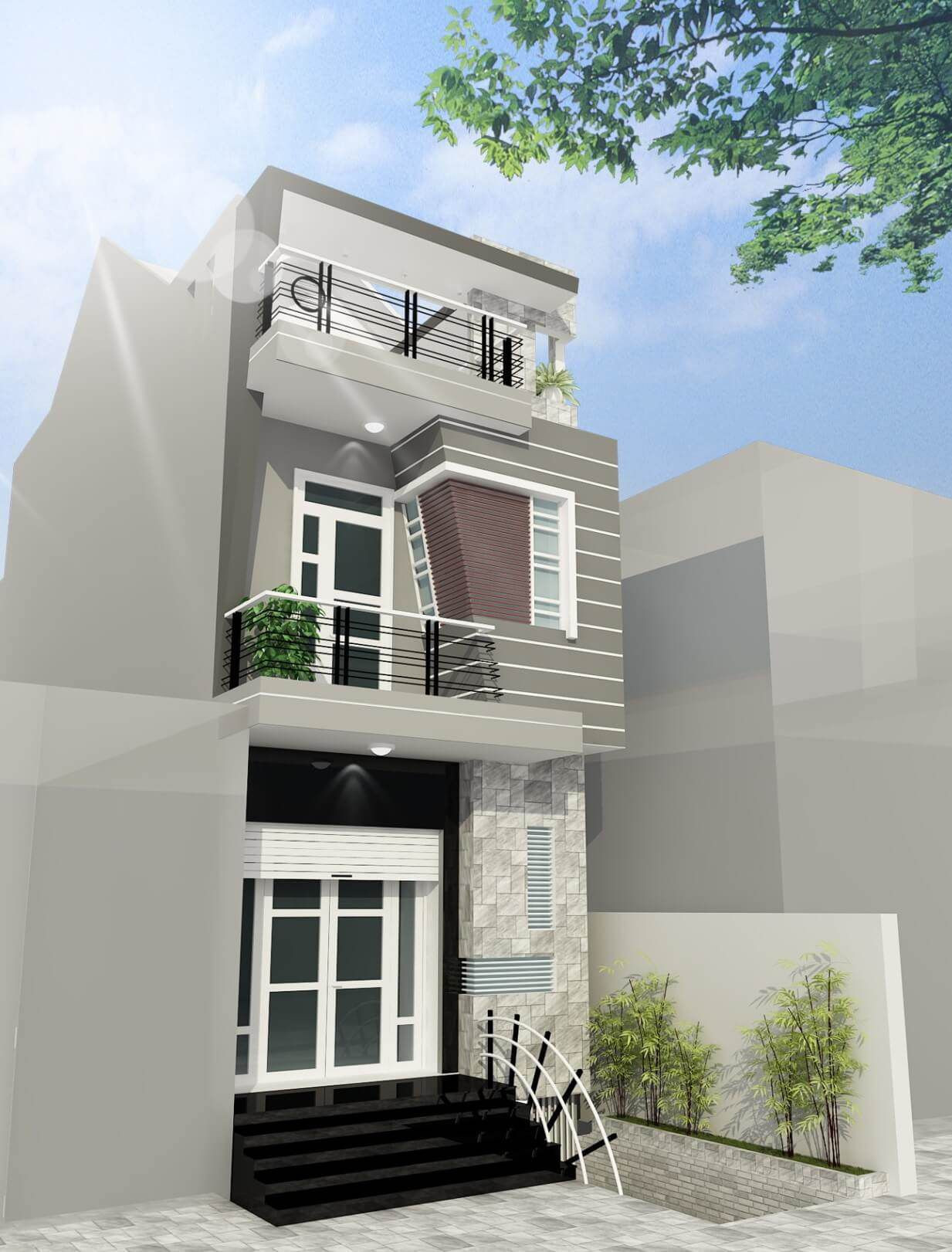 Nhà ống 2 tầng 1 tum