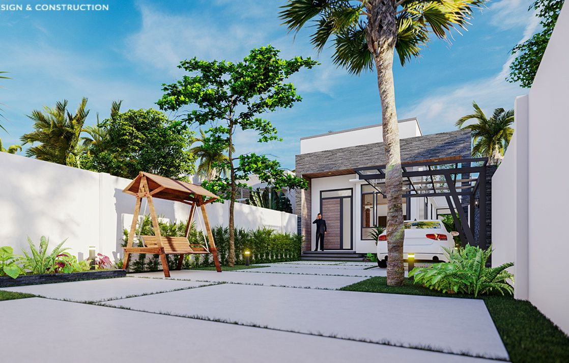 Nhà vườn cấp 4 với sân vườn rộng