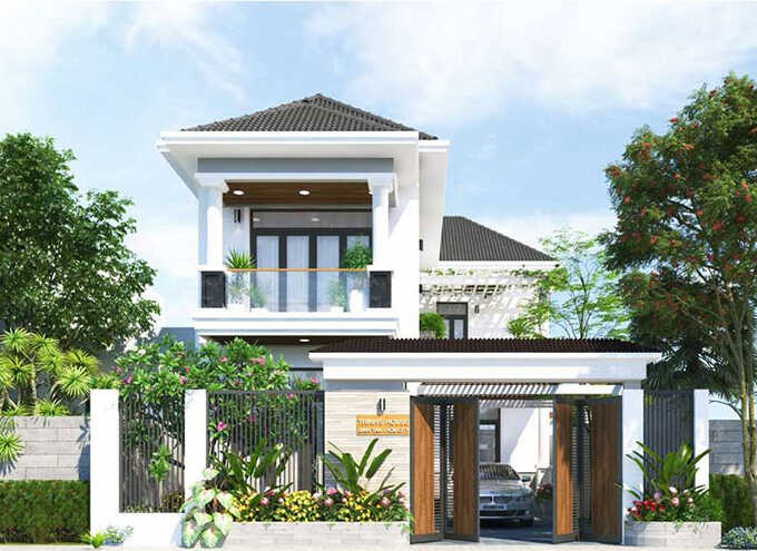 Nhà vườn mái Nhật 2 tầng