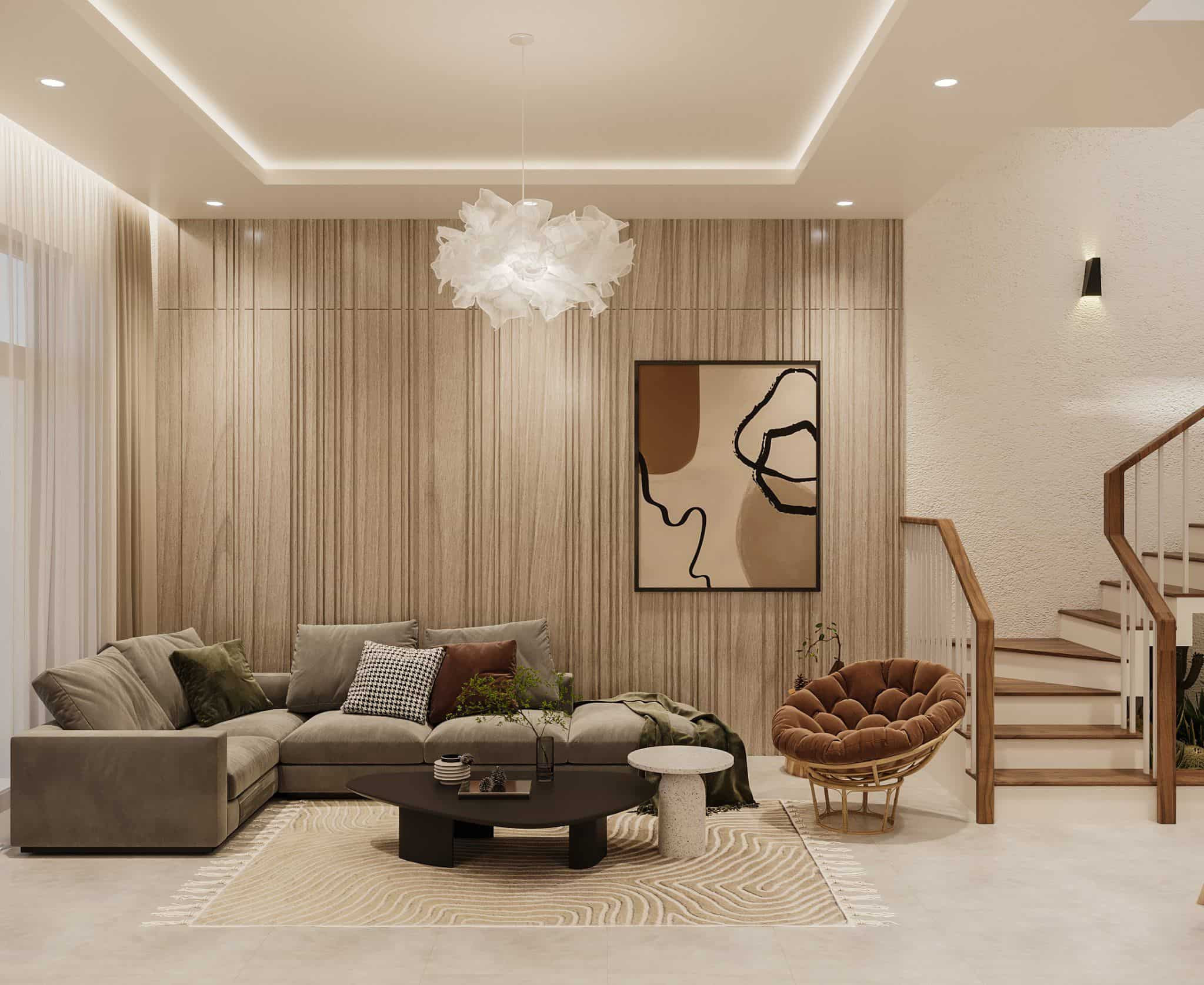 Phòng khách nhà 3 tầng