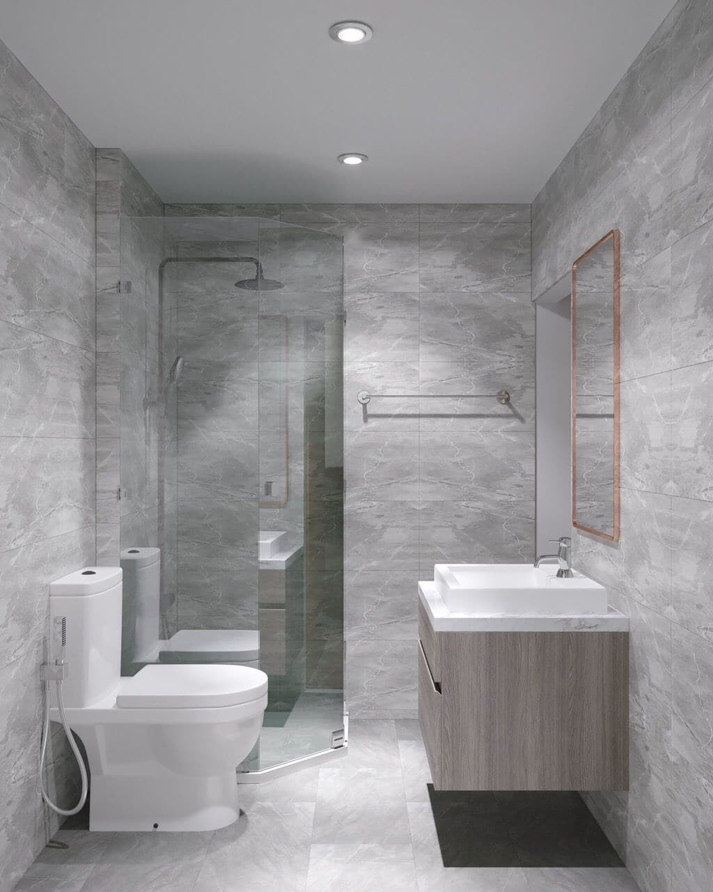 Phòng vệ sinh nhà ống gác lửng 2 phòng ngủ