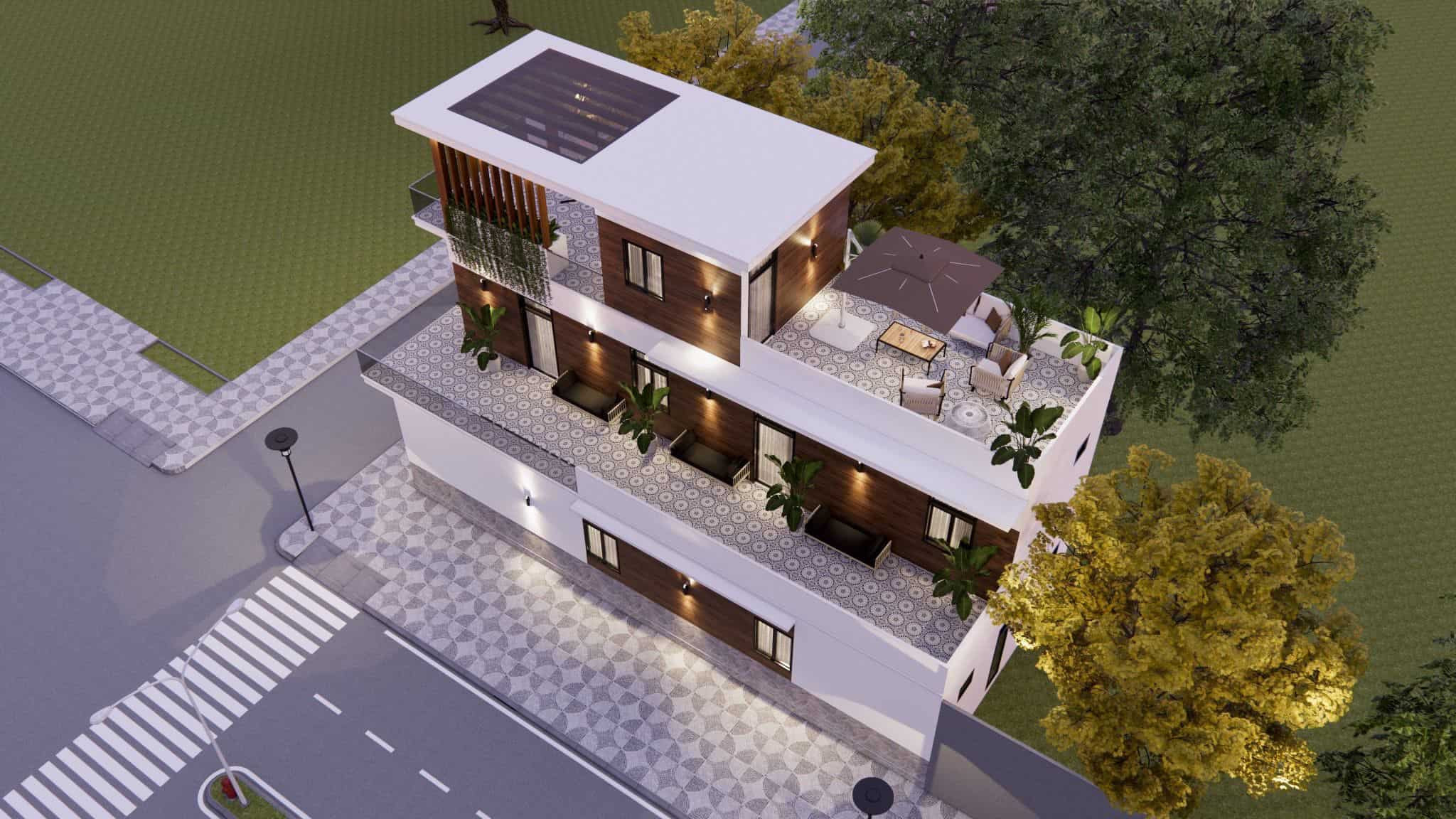 Sân thượng tầng tum