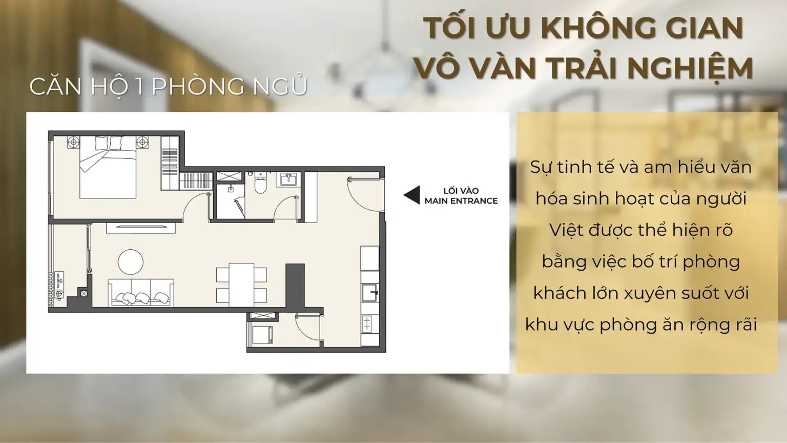 Layout điện hình căn hộ 1 Phòng Phụ