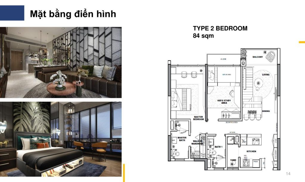 Mặt bằng căn hộ 2 phòng ngủ