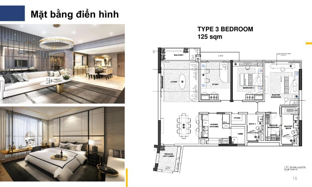 Mặt bằng căn hộ 3 phòng ngủ