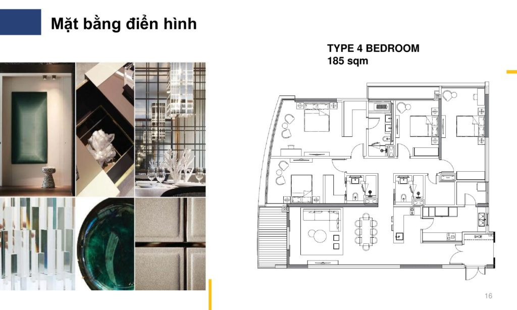 Mặt bằng căn hộ 4 phòng ngủ