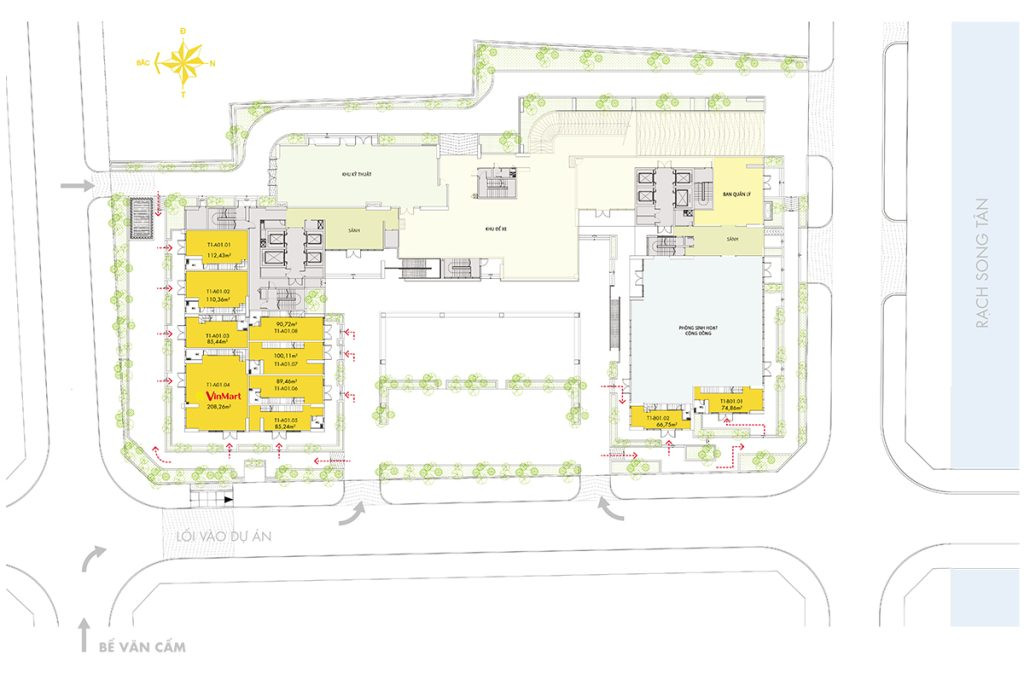 Mặt bằng điện hình tầng Shophouse dự án M-One Nam Sài Gòn