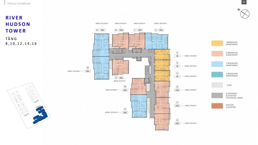 Mặt bằng tháp River Hudson Tower