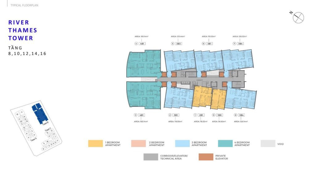 Mặt bằng tháp Thames Towers