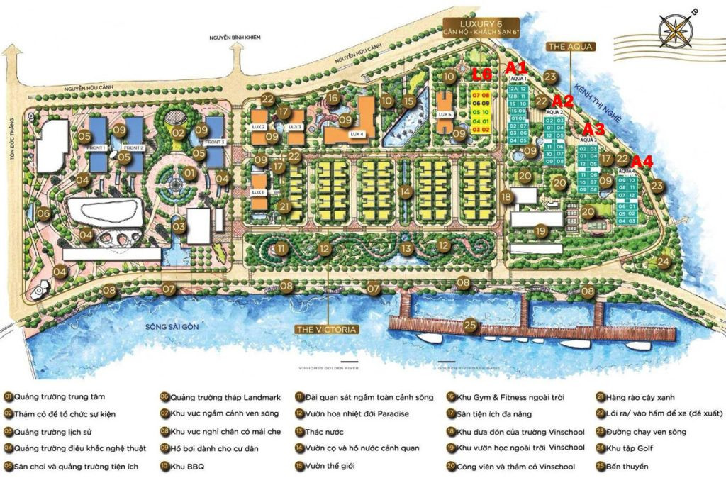 Mặt bằng tiện ích khu đô thị Vinhomes Golden River