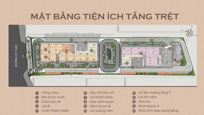 Mặt bằng tiện ích tại tầng trệt