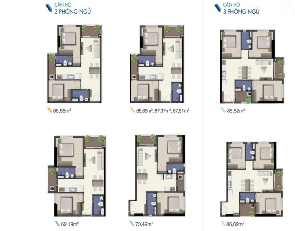 Thiết kế căn hộ 2 – 3 PN tại dự án Saigon Peninsula Quận 7