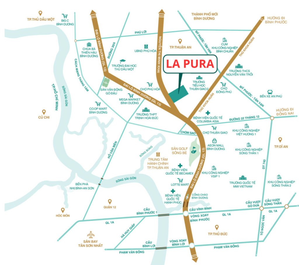 Lợi thế vị trí toạ lạc dự án Lapura Bình Dương