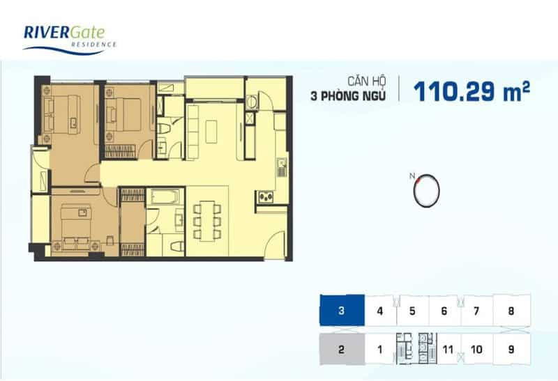 Giá cho thuê căn hộ River Gate 3 phòng ngủ hót nhất- Xem Bảng Giá