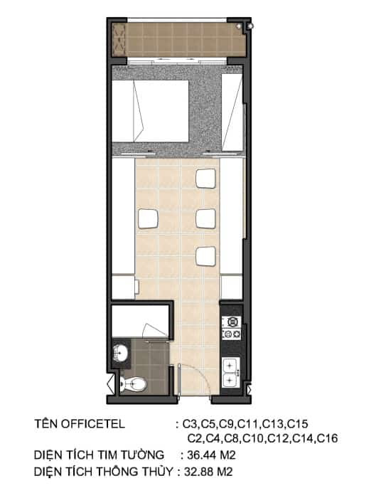 Mặt Bằng Chi Tiết Căn Hộ OfficeTel Sky Center